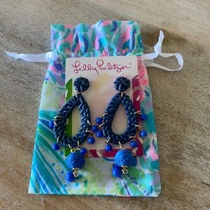 Lilly Pulitzer Raffia Earrings. Alba Blue. NWT.